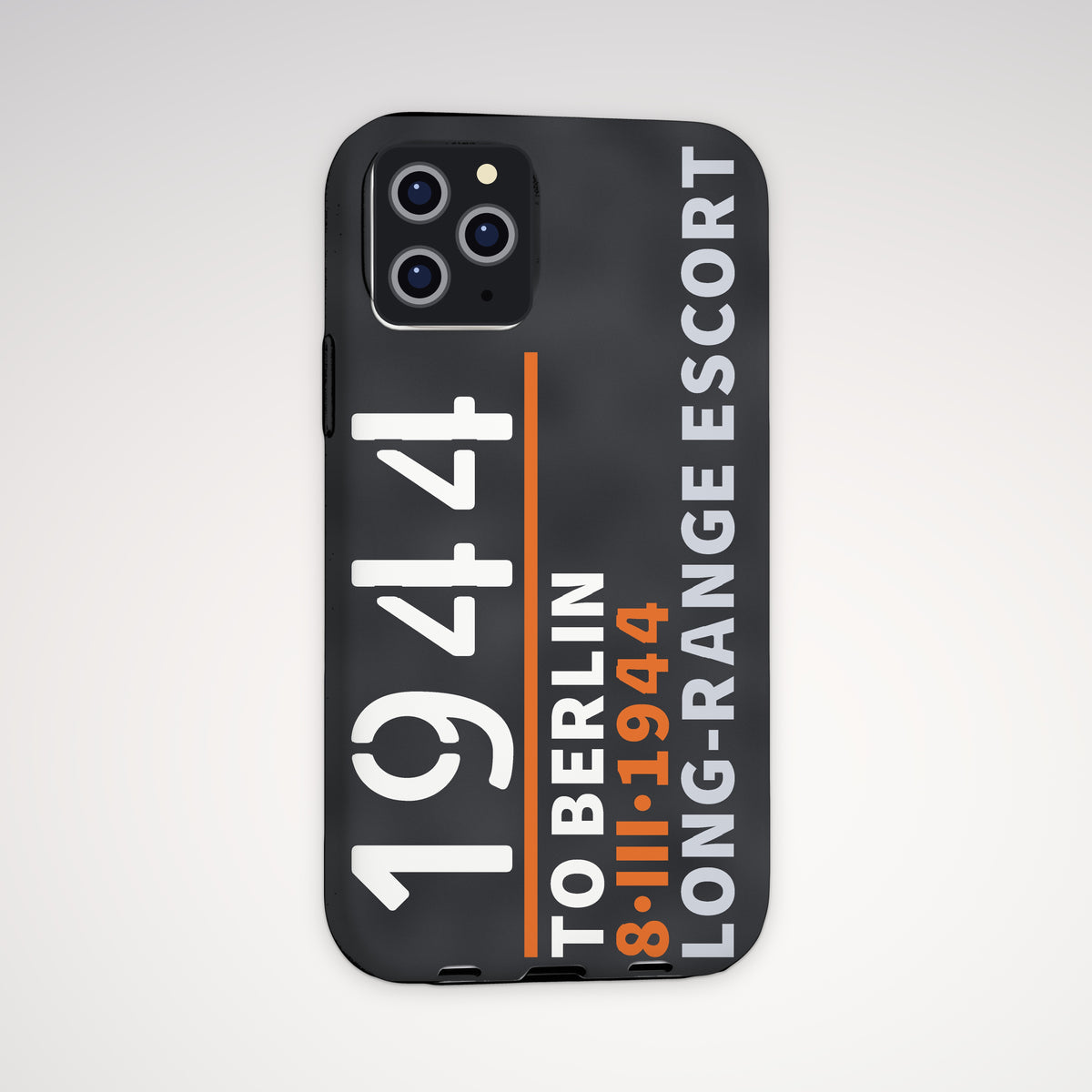 To Berlin 1944 Long-Range Escort Tough Phone Case – iPhone, shown on a Pro model