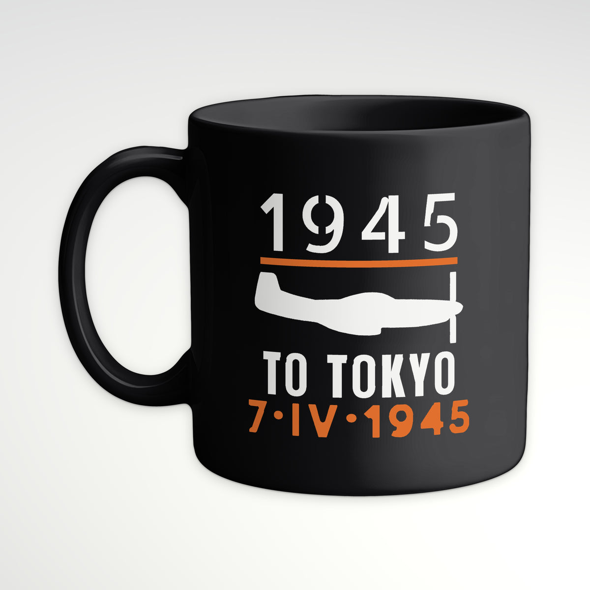 To Tokyo 1945 Escort Fighter Mug, black mug, handle left