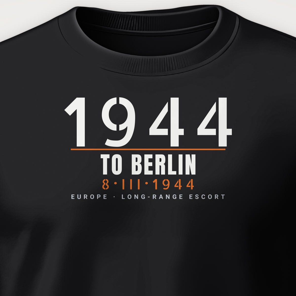 To Berlin 1944 Long-Range Escort Crewneck Sweatshirt, front print detail