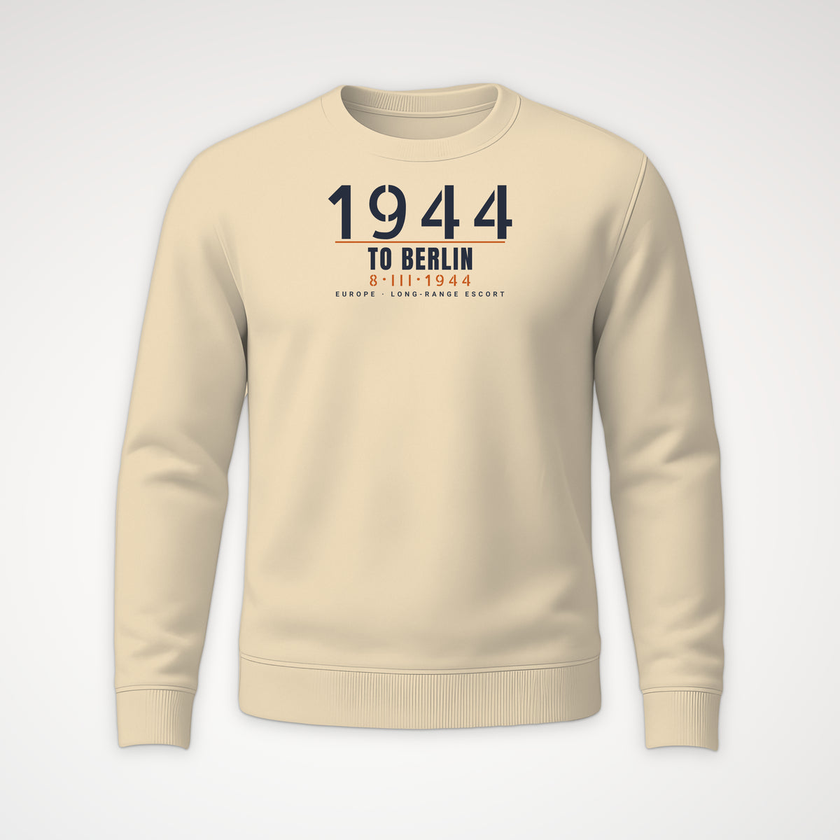 To Berlin 1944 Long-Range Escort Crewneck Sweatshirt in Sand