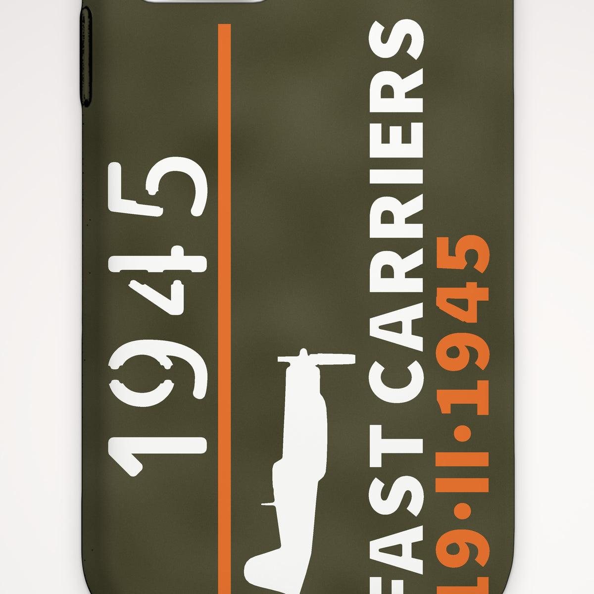 Fast Carriers 1945 Gull-Wing Fighter Tough Phone Case – iPhone, print detail: our side-view drawing of an F4U-1D, no markings