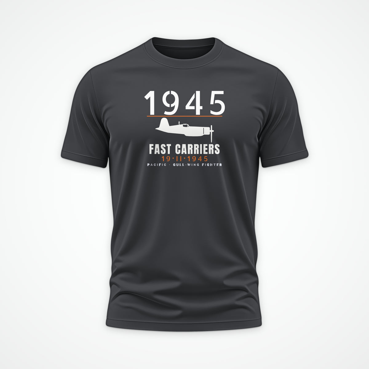 Fast Carriers 1945 Gull-Wing Fighter Tee in Charcoal