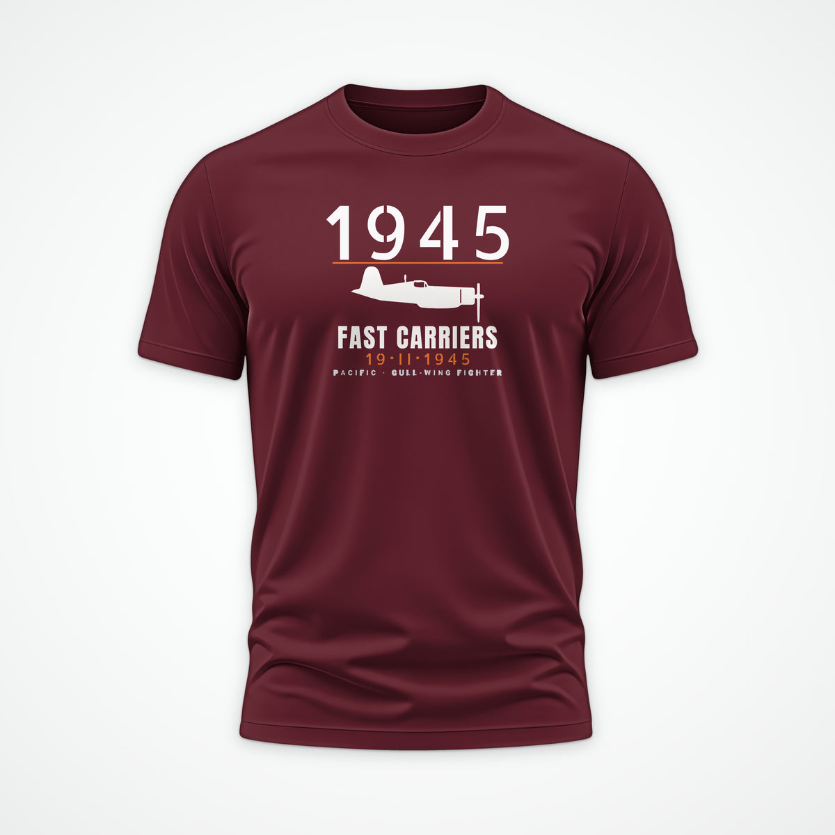 Fast Carriers 1945 Gull-Wing Fighter Tee in Maroon