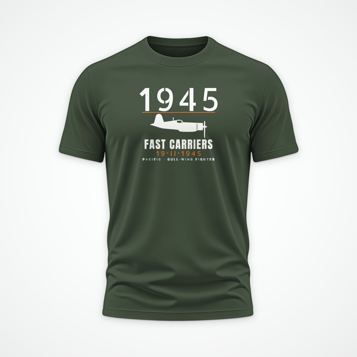 Fast Carriers 1945 Gull-Wing Fighter Tee in Military Green