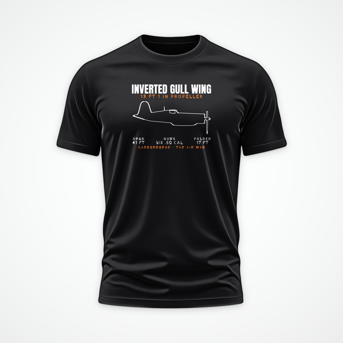 Inverted Gull-Wing Fighter Blueprint Tee in Black