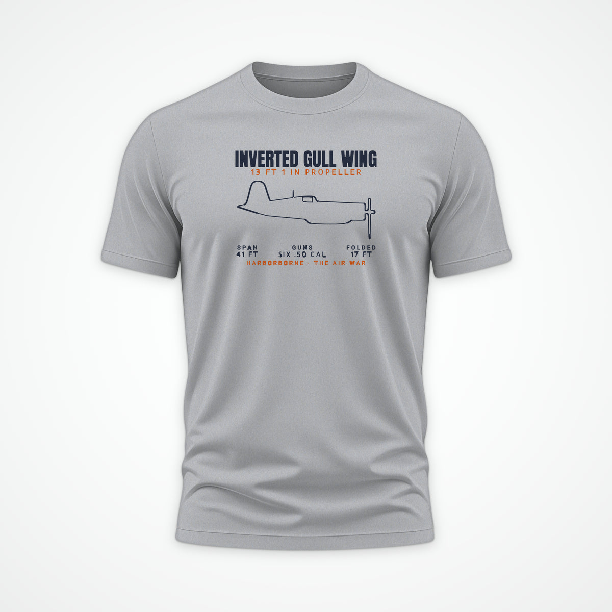 Inverted Gull-Wing Fighter Blueprint Tee in Sport Grey