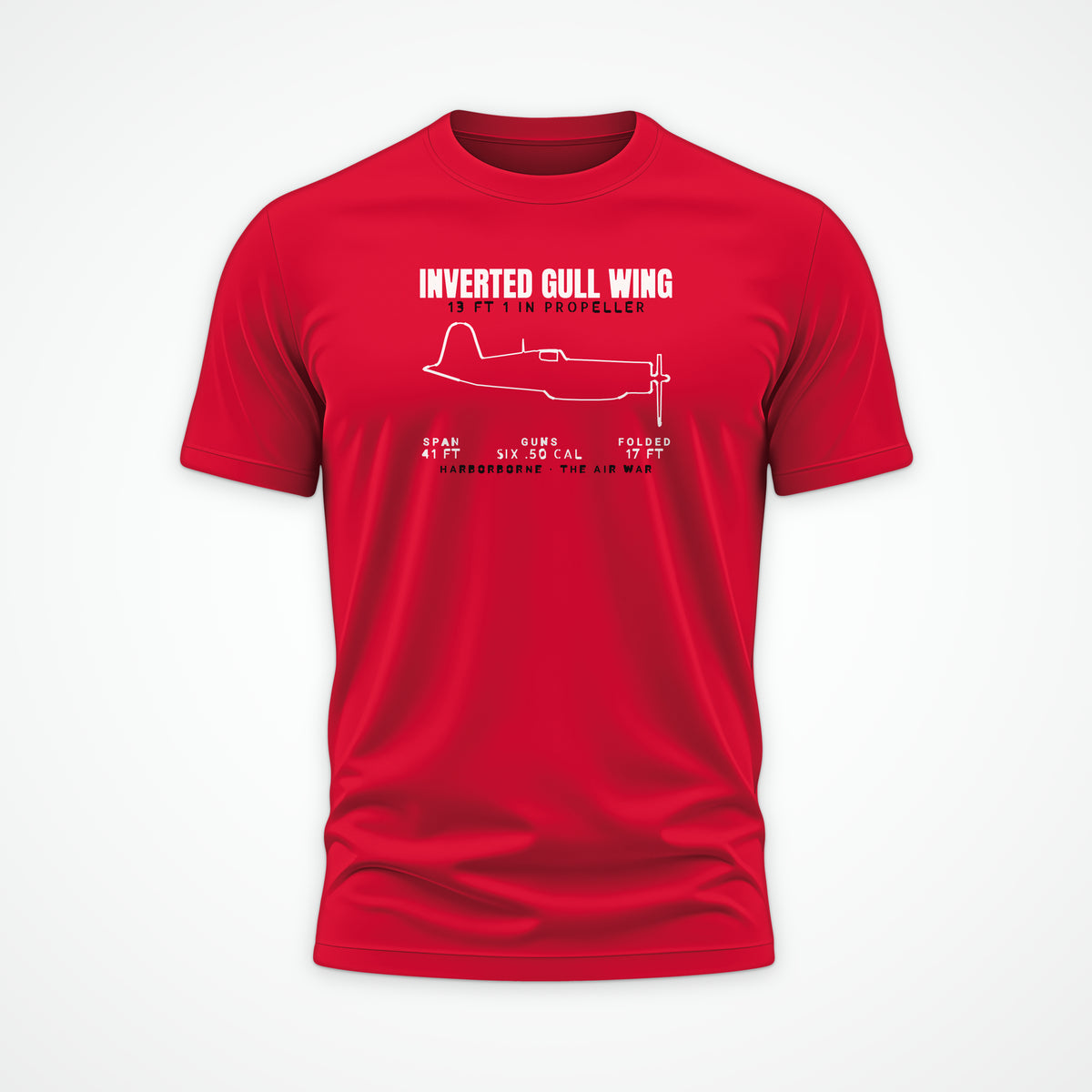 Inverted Gull-Wing Fighter Blueprint Tee in Red