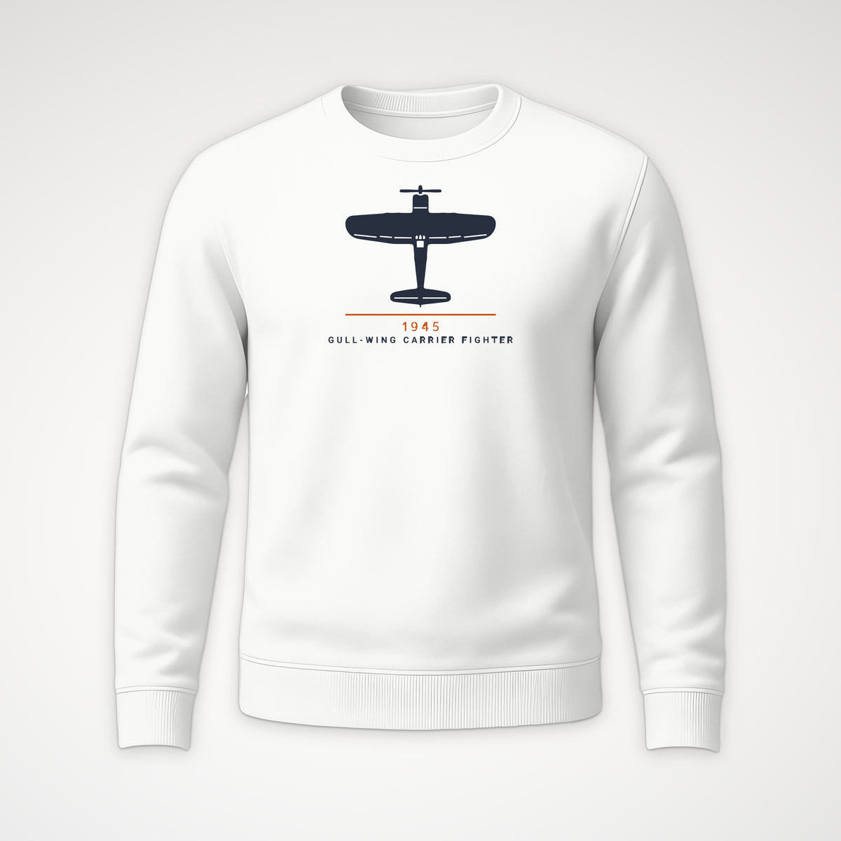 Gull-Wing Fighter 1945 Crewneck Sweatshirt in White