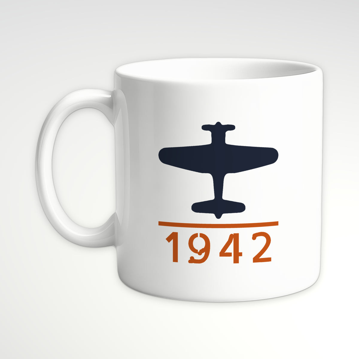 Scout Bomber 1942 Top-View Mug, white mug, handle left