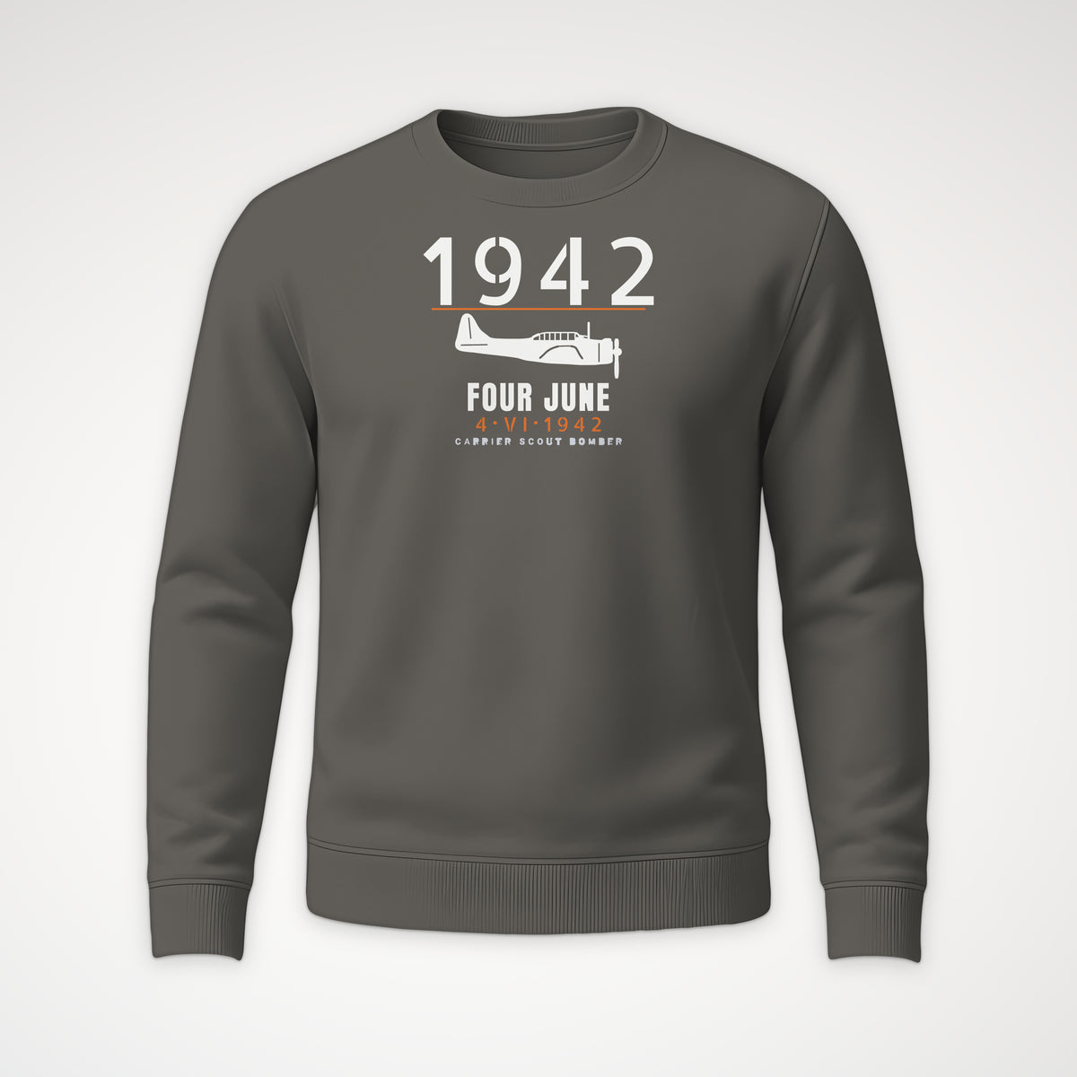 Carrier Scout Bomber June 1942 Crewneck Sweatshirt in Charcoal