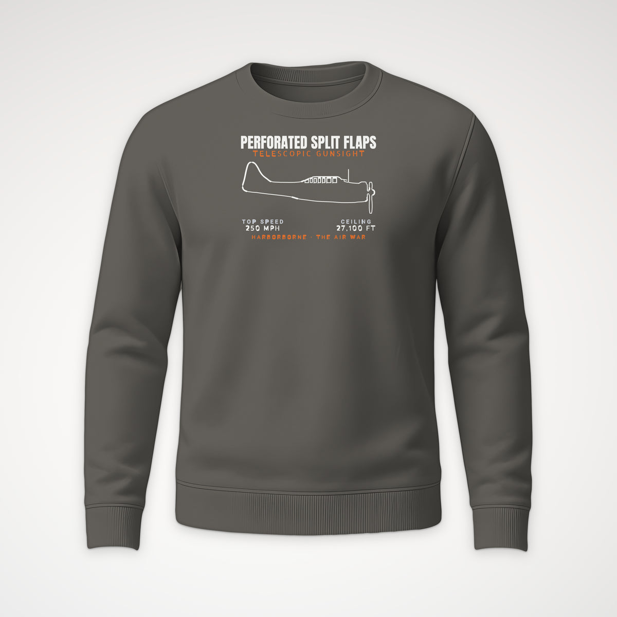 Split-Flap Scout Bomber Blueprint Crewneck Sweatshirt in Charcoal