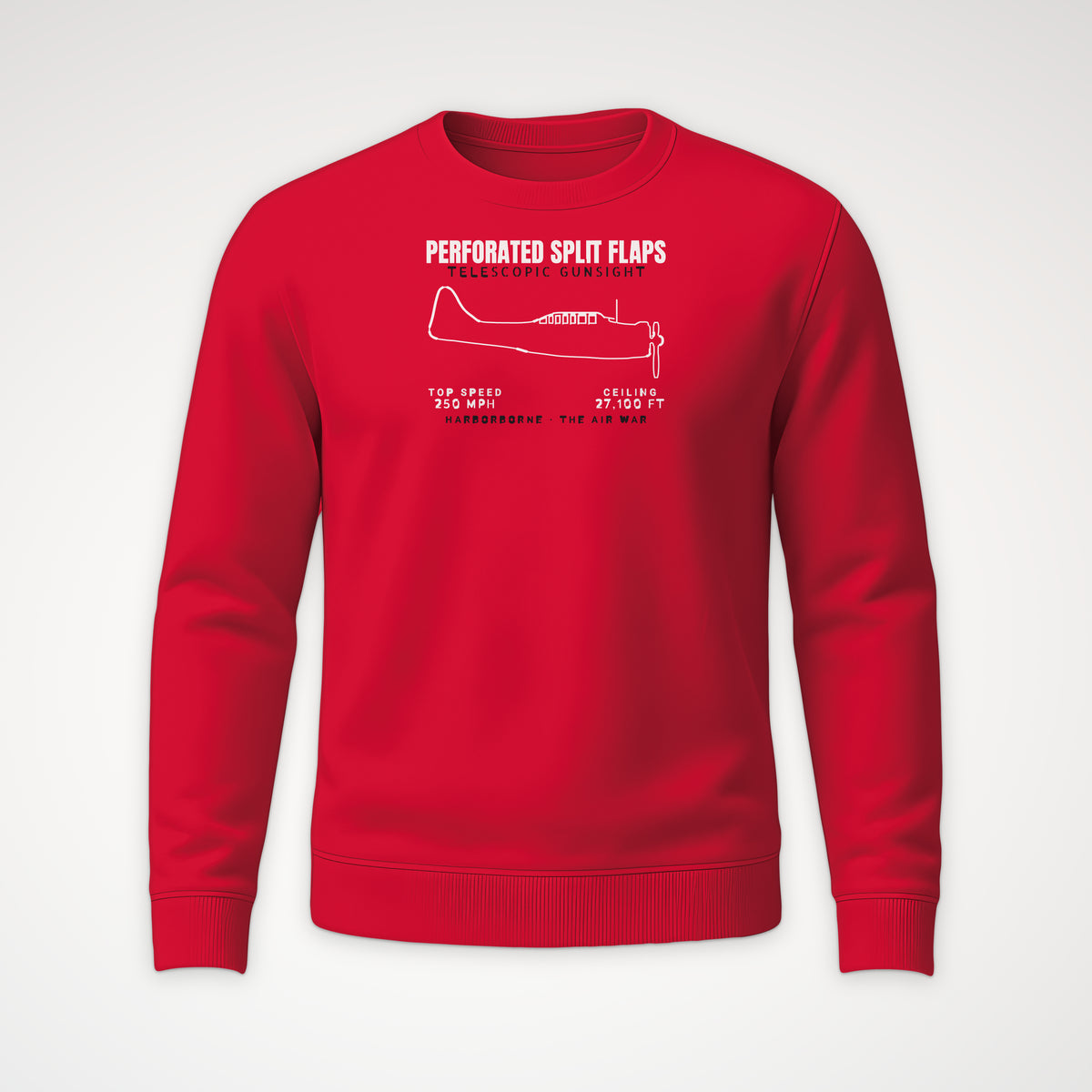 Split-Flap Scout Bomber Blueprint Crewneck Sweatshirt in Red
