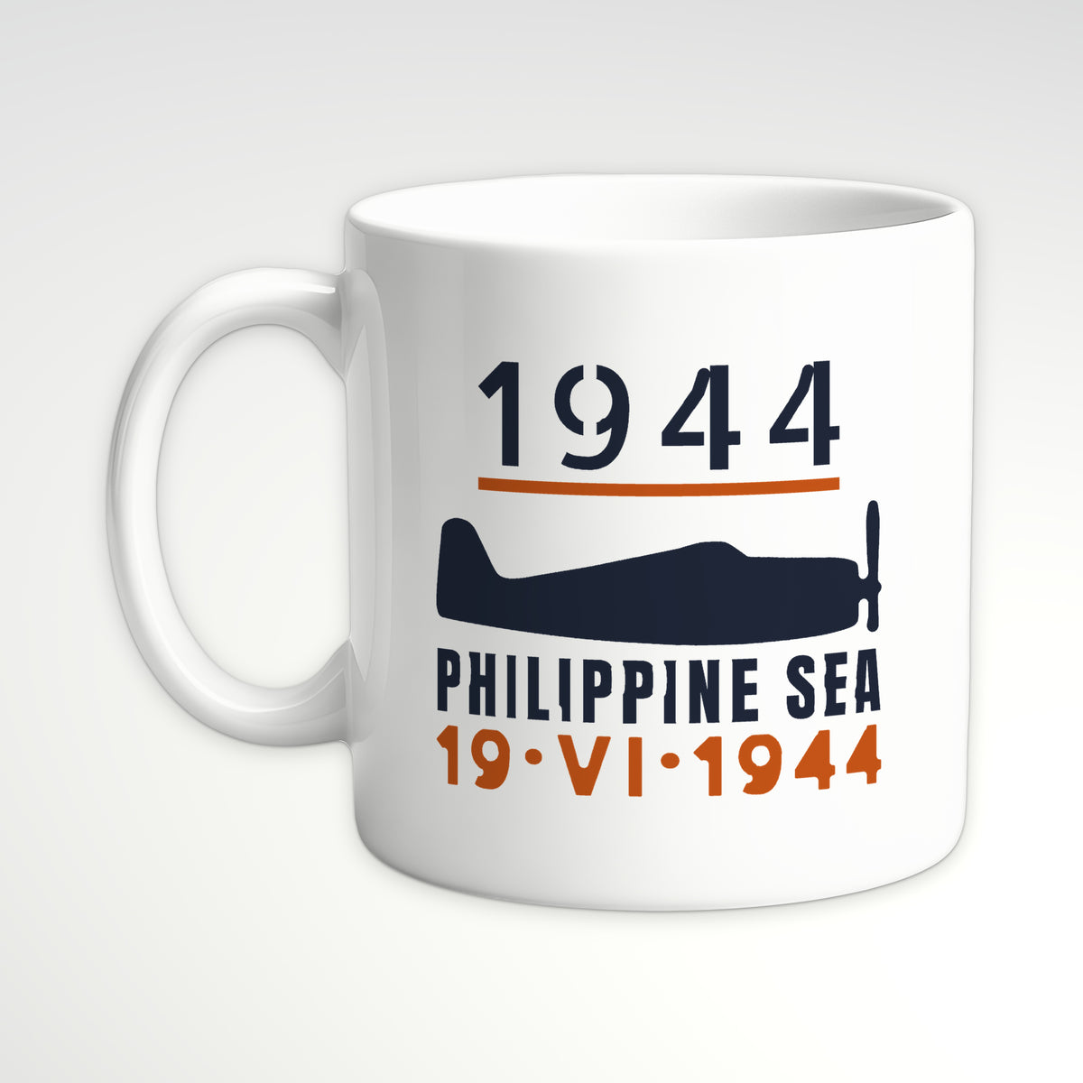Philippine Sea 1944 Carrier Fighter Mug, white mug, handle left