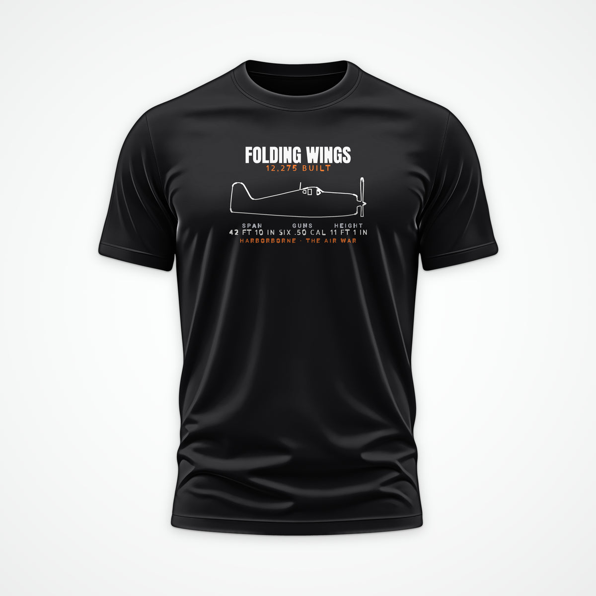 Folding-Wing Fighter Blueprint Tee in Black