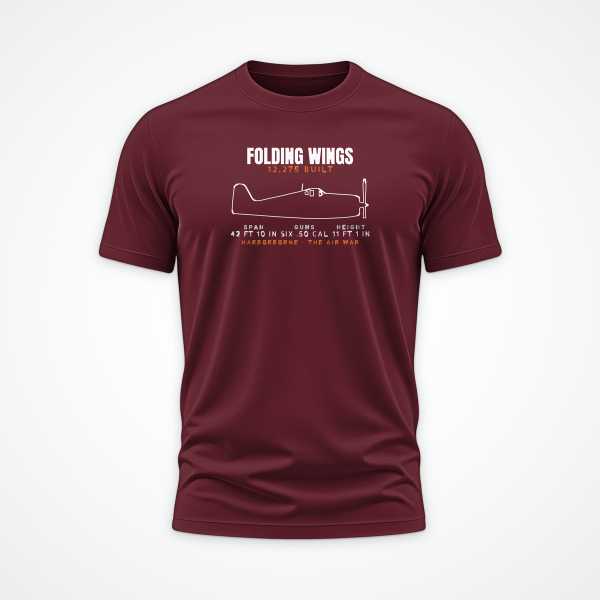 Folding-Wing Fighter Blueprint Tee in Maroon