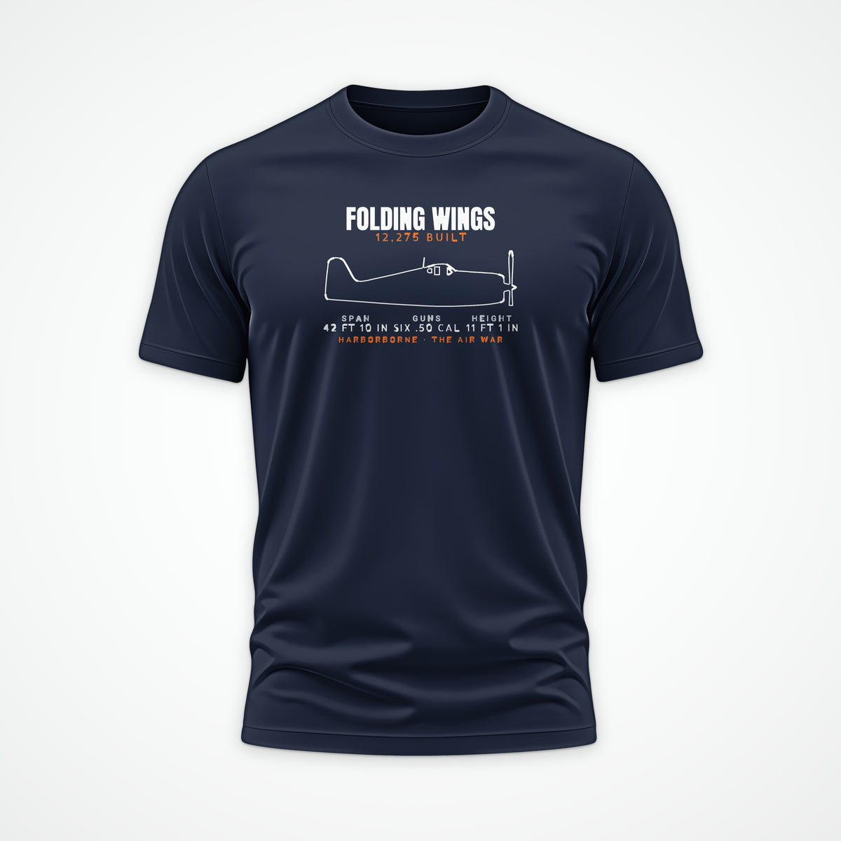 Folding-Wing Fighter Blueprint Tee in Navy