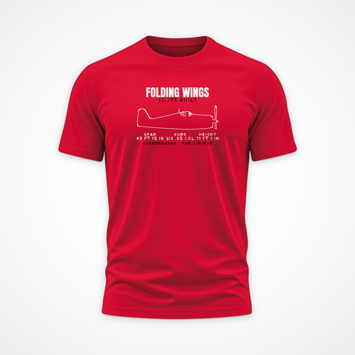 Folding-Wing Fighter Blueprint Tee in Red