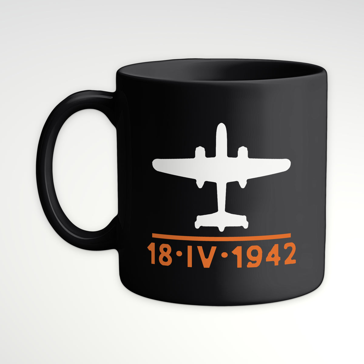 Carrier-Launched Bomber 1942 Mug, black mug, handle left