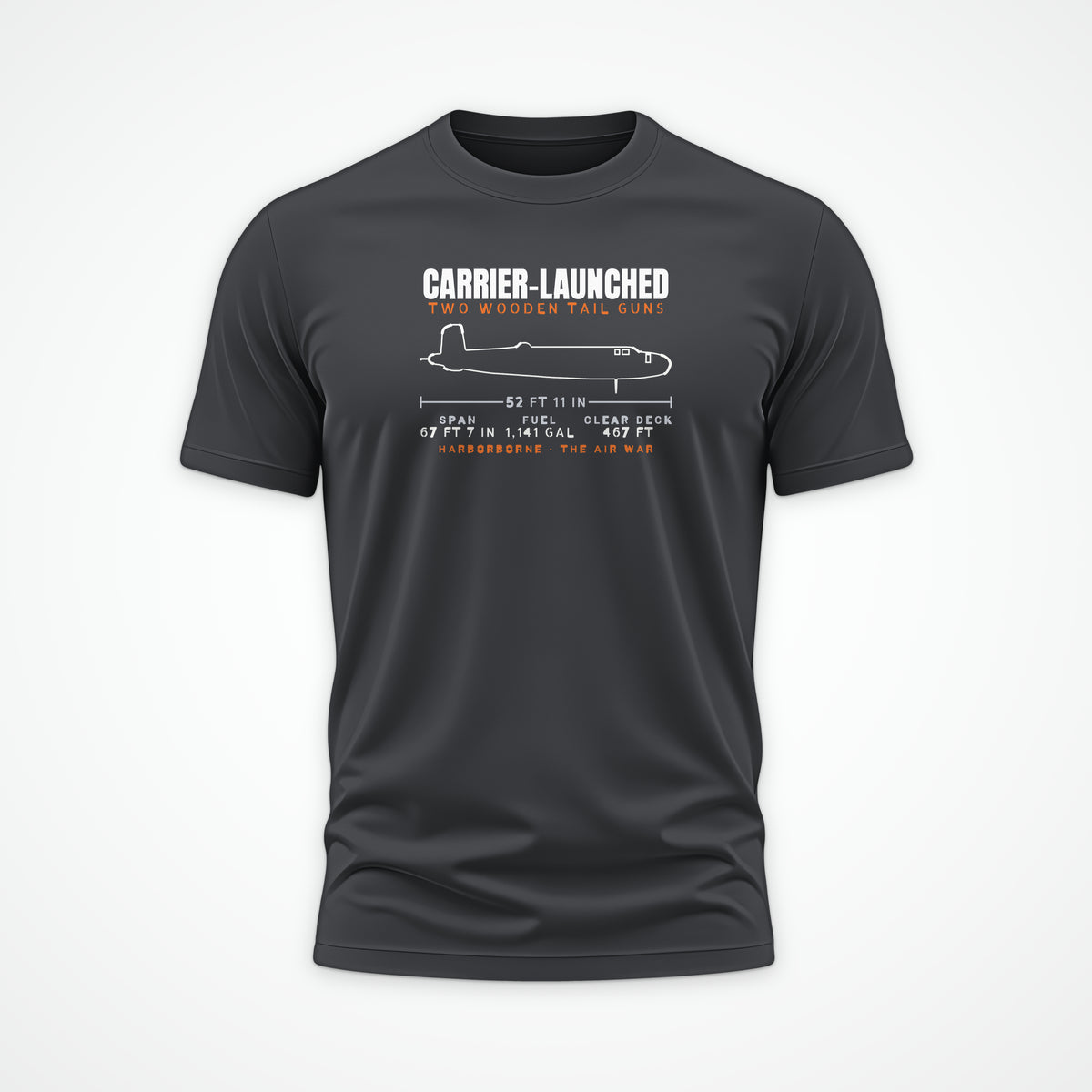 Carrier-Launched Bomber Blueprint Tee in Charcoal