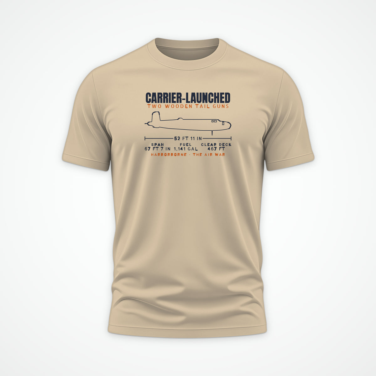 Carrier-Launched Bomber Blueprint Tee in Sand