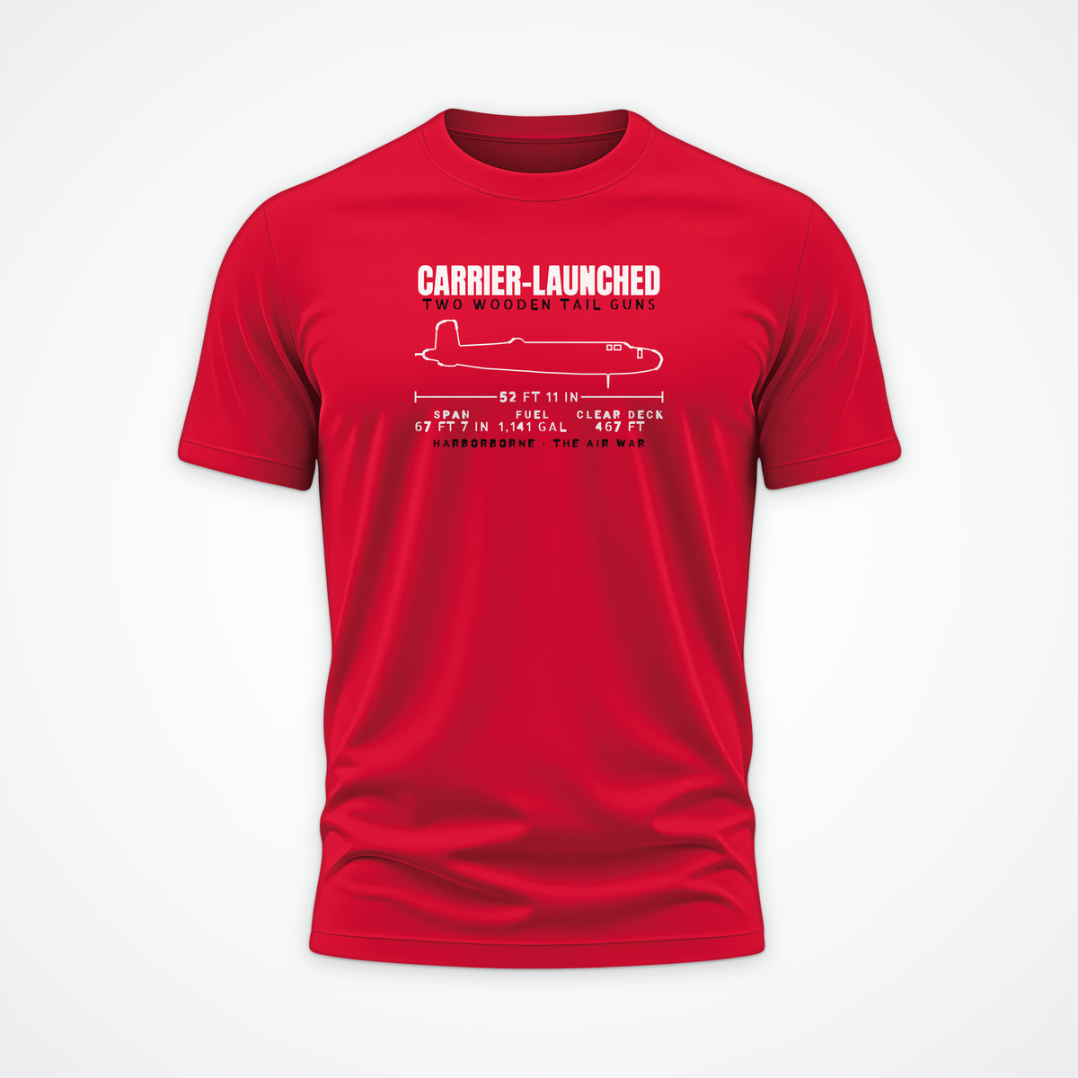 Carrier-Launched Bomber Blueprint Tee in Red