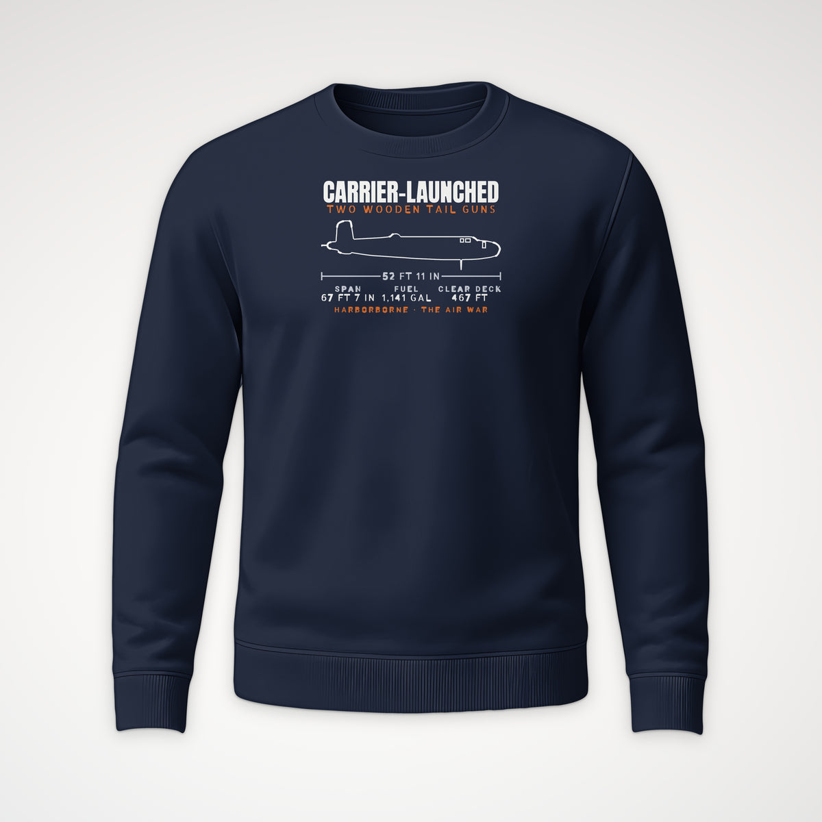Carrier-Launched Bomber Blueprint Crewneck Sweatshirt in Navy