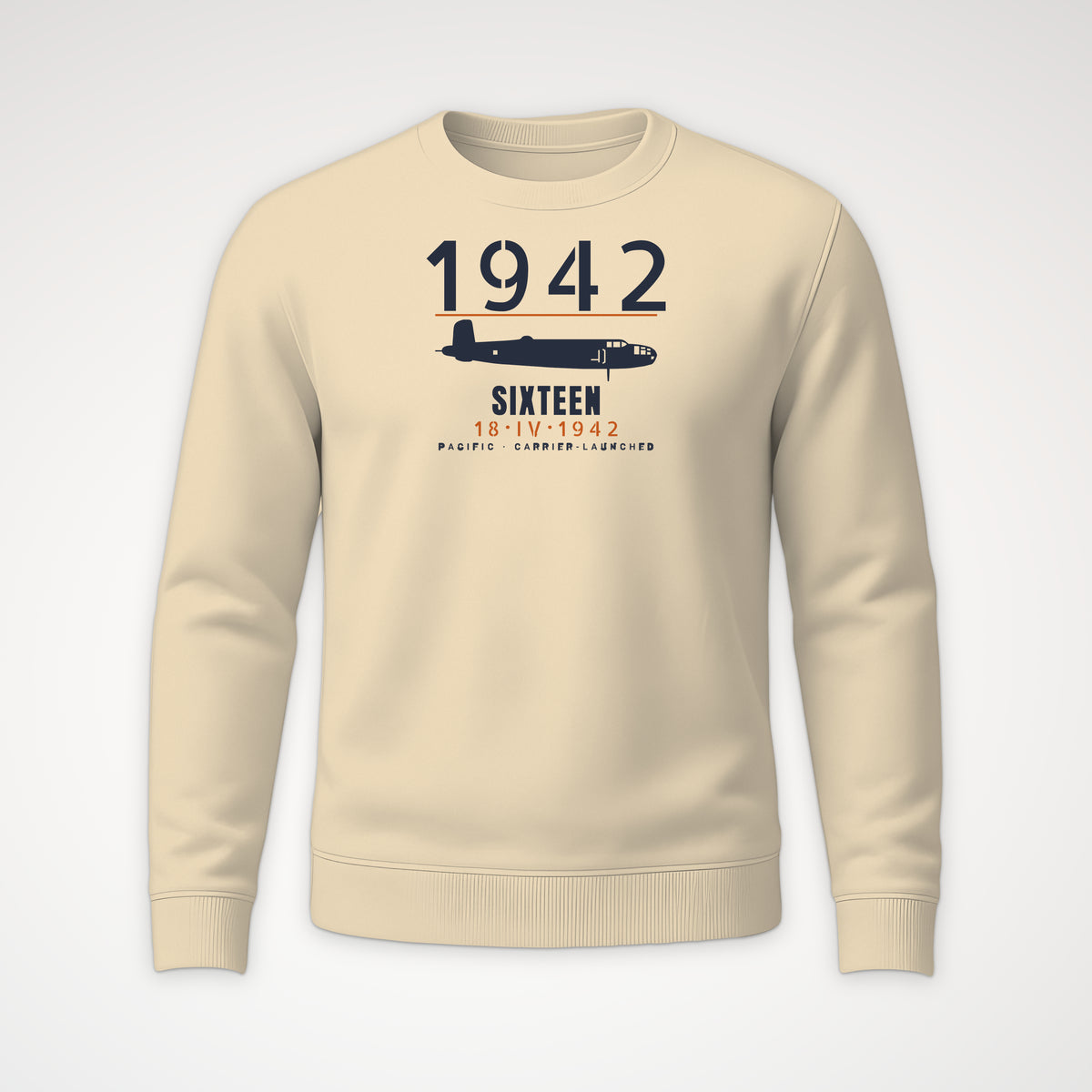 Sixteen Carrier-Launched Bombers 1942 Crewneck Sweatshirt in Sand