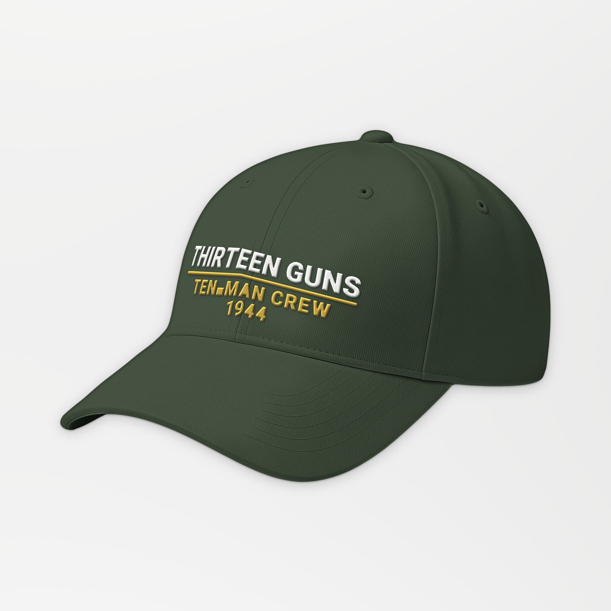 Thirteen Guns Ten-Man Crew 1944 Embroidered Cap in Olive