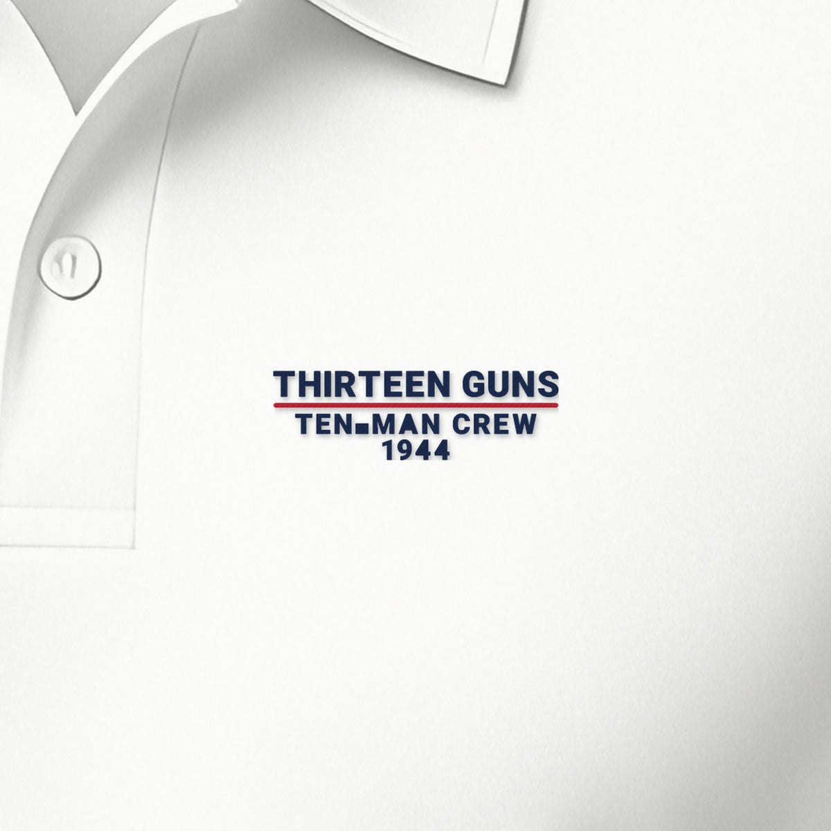 Thirteen Guns Ten-Man Crew 1944 Polo, left-chest detail