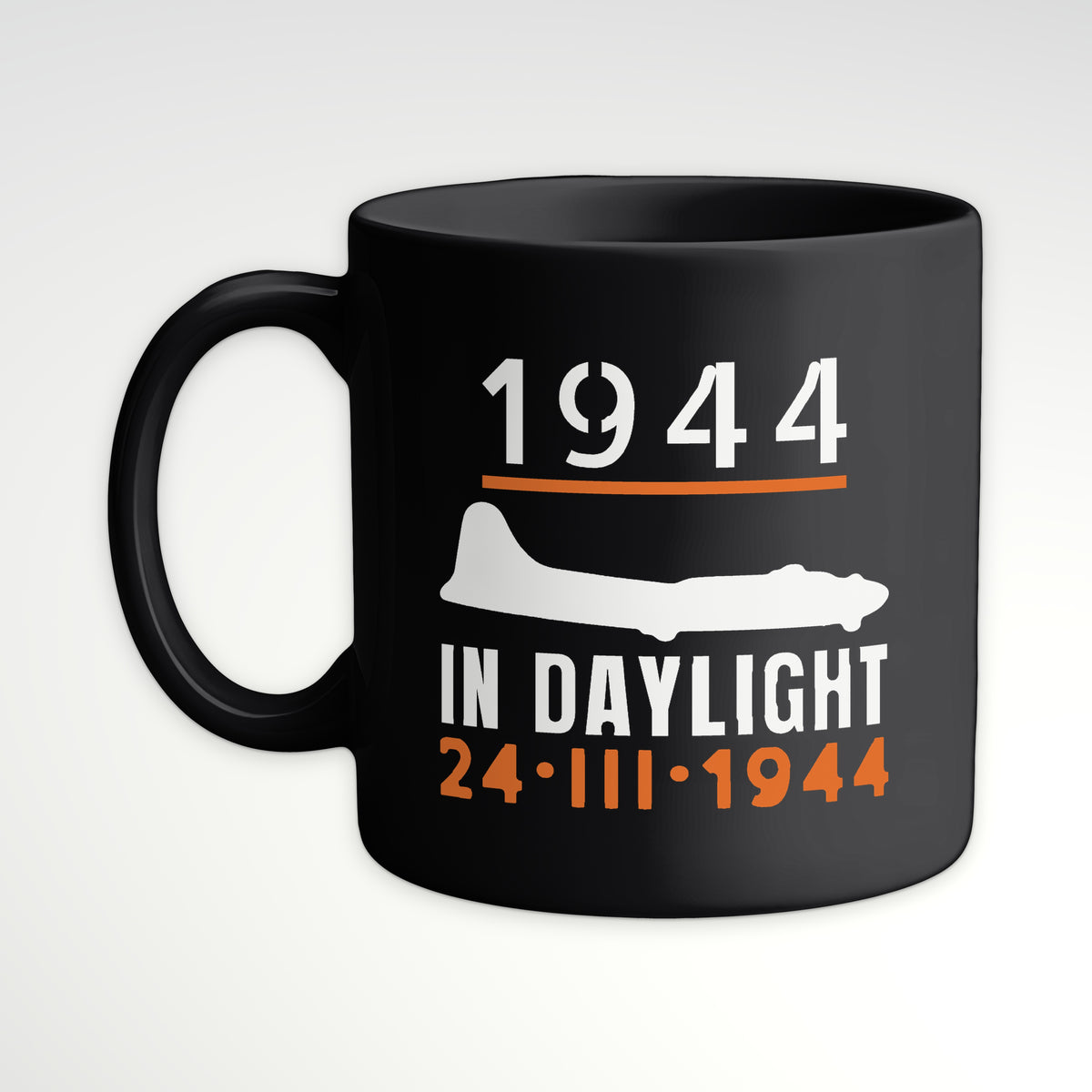 Chin-Turret Bomber in Daylight 1944 Mug, black mug, handle left