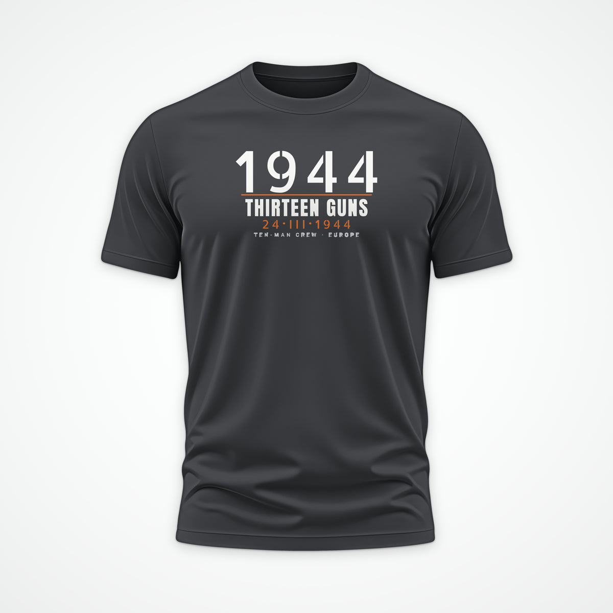 Thirteen Guns Ten-Man Crew 1944 Tee in Charcoal