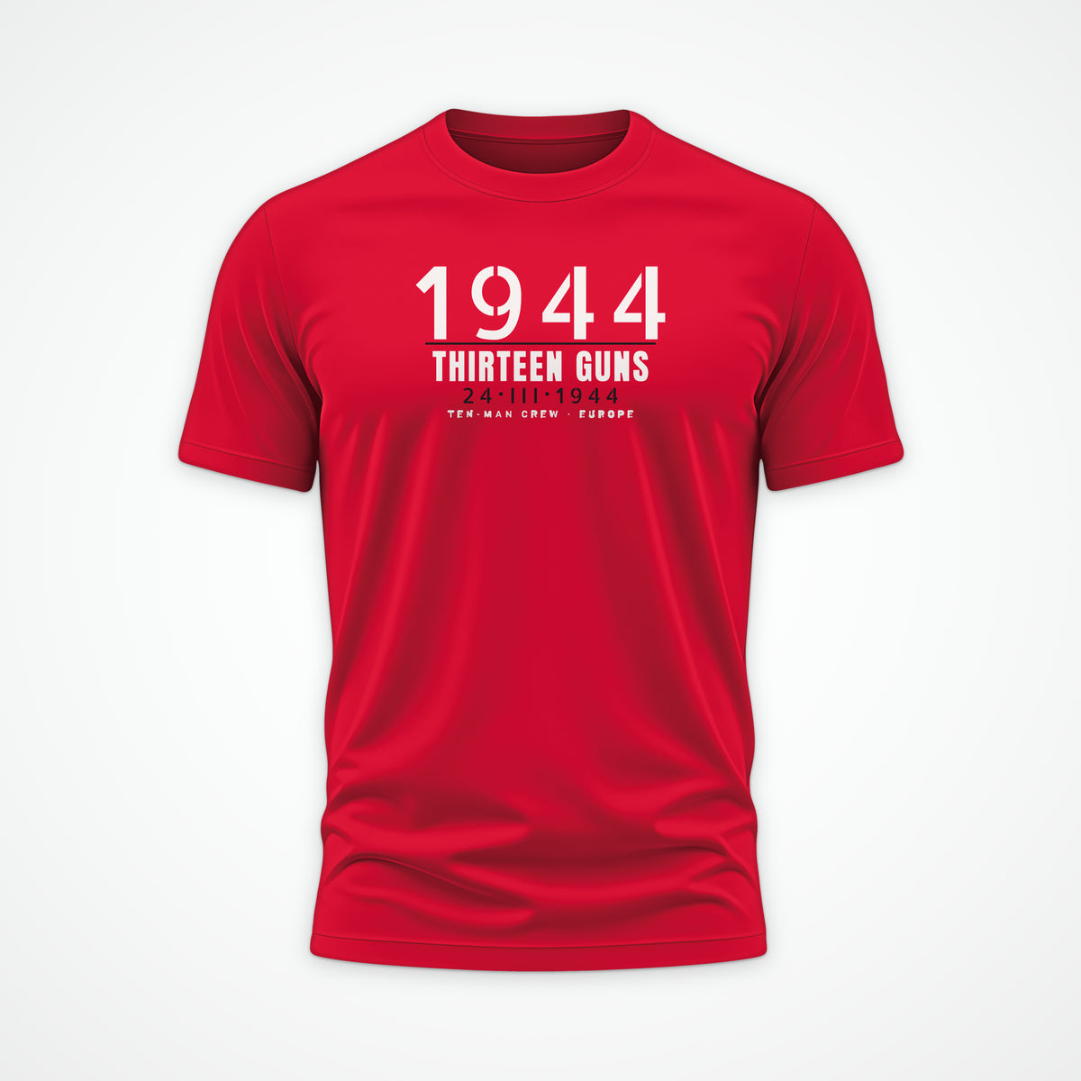 Thirteen Guns Ten-Man Crew 1944 Tee in Red