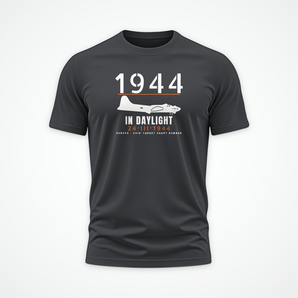 Chin-Turret Bomber in Daylight 1944 Tee in Charcoal