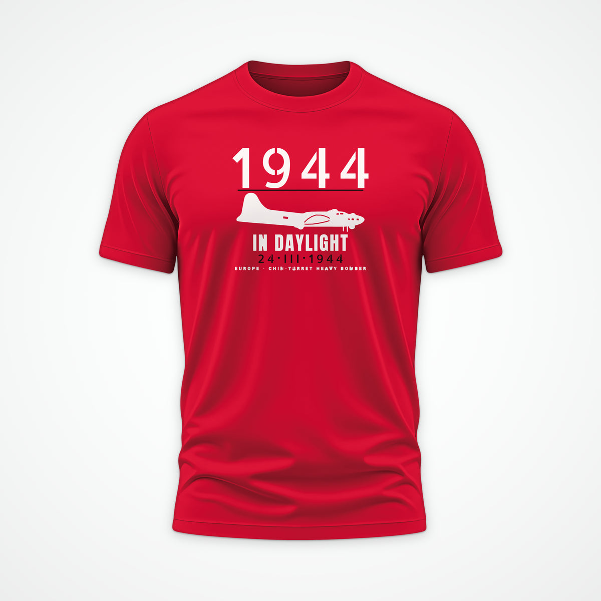Chin-Turret Bomber in Daylight 1944 Tee in Red