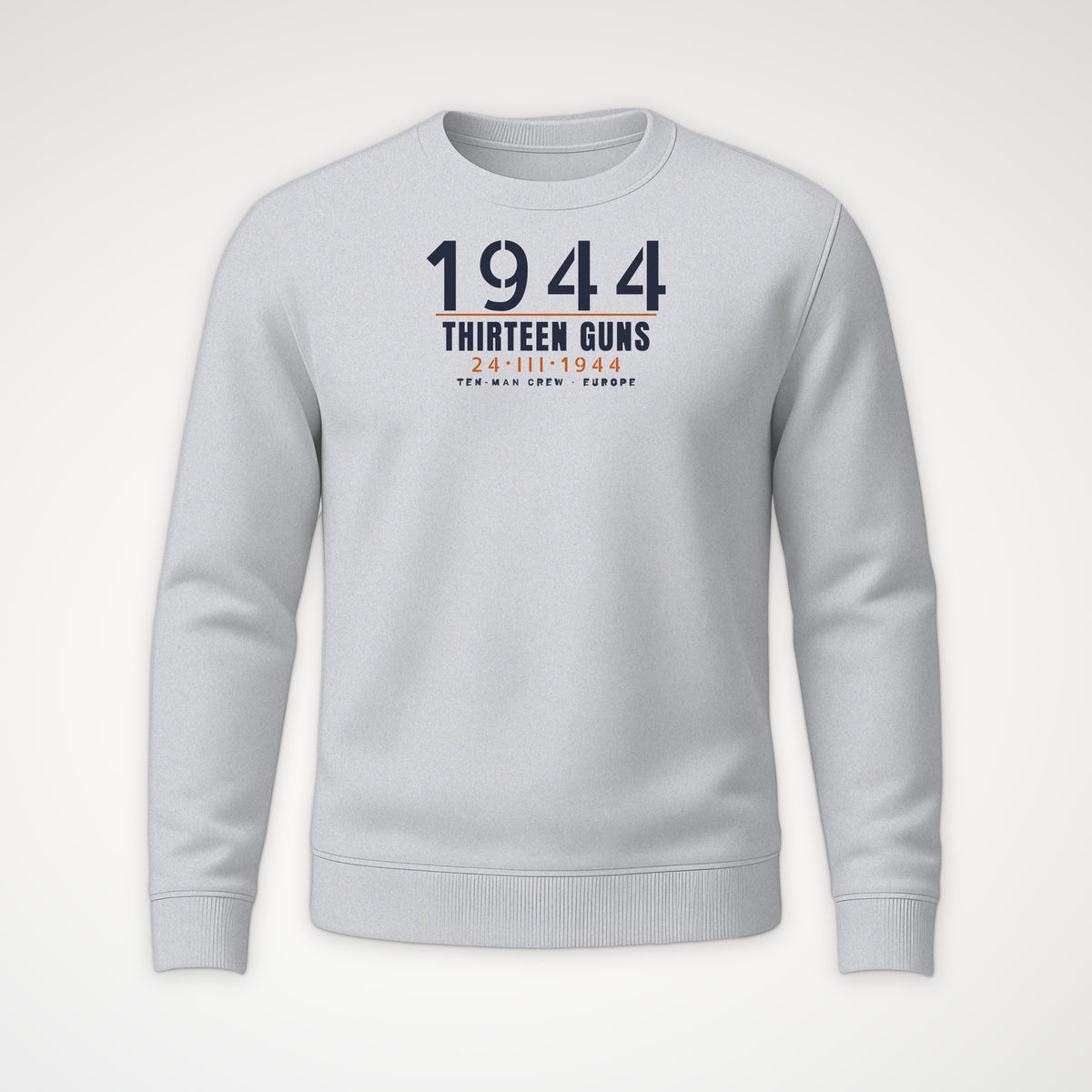 Thirteen Guns Ten-Man Crew 1944 Crewneck Sweatshirt in Sport Grey