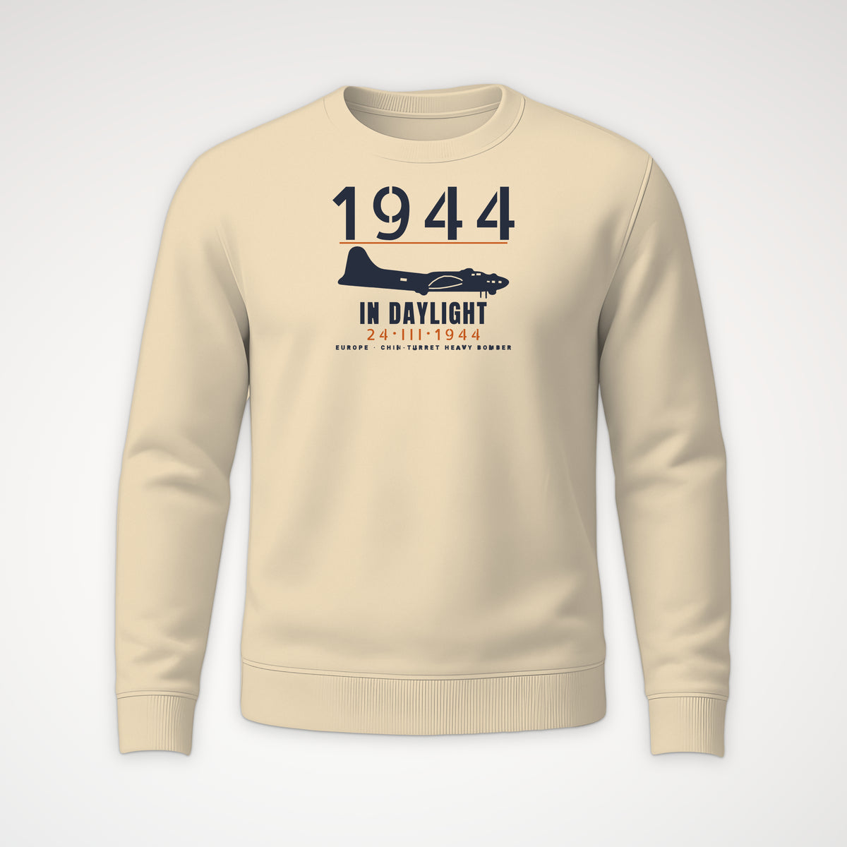 Chin-Turret Bomber in Daylight 1944 Crewneck Sweatshirt in Sand