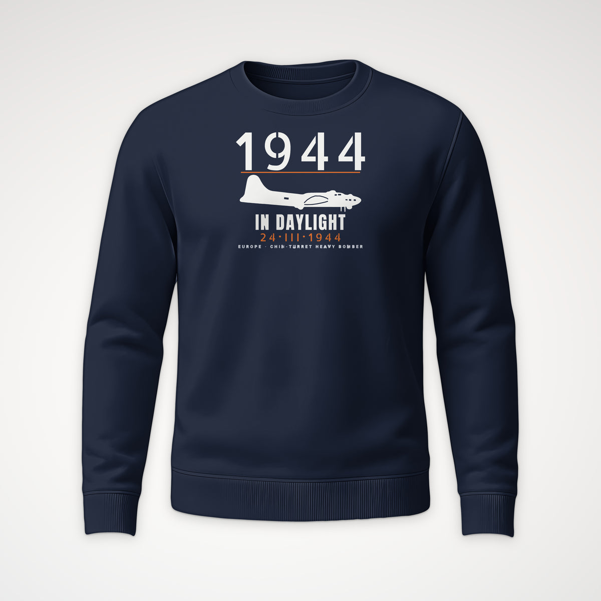 Chin-Turret Bomber in Daylight 1944 Crewneck Sweatshirt in Navy