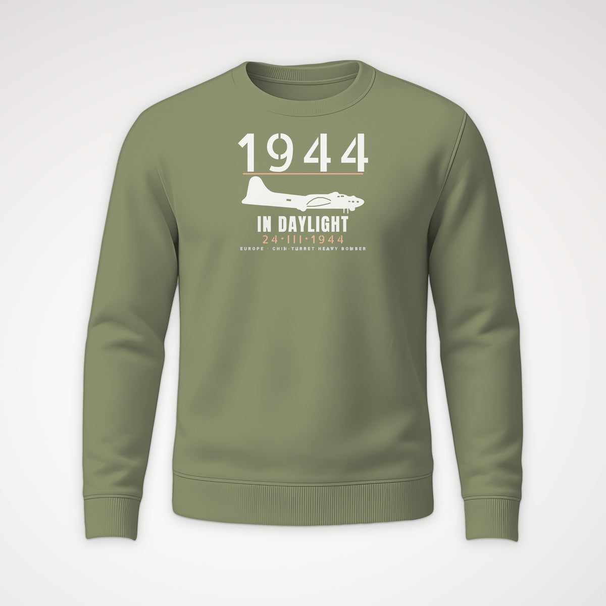 Chin-Turret Bomber in Daylight 1944 Crewneck Sweatshirt in Military Green