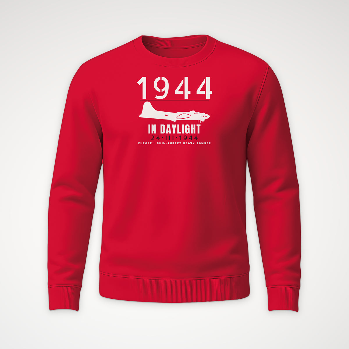Chin-Turret Bomber in Daylight 1944 Crewneck Sweatshirt in Red