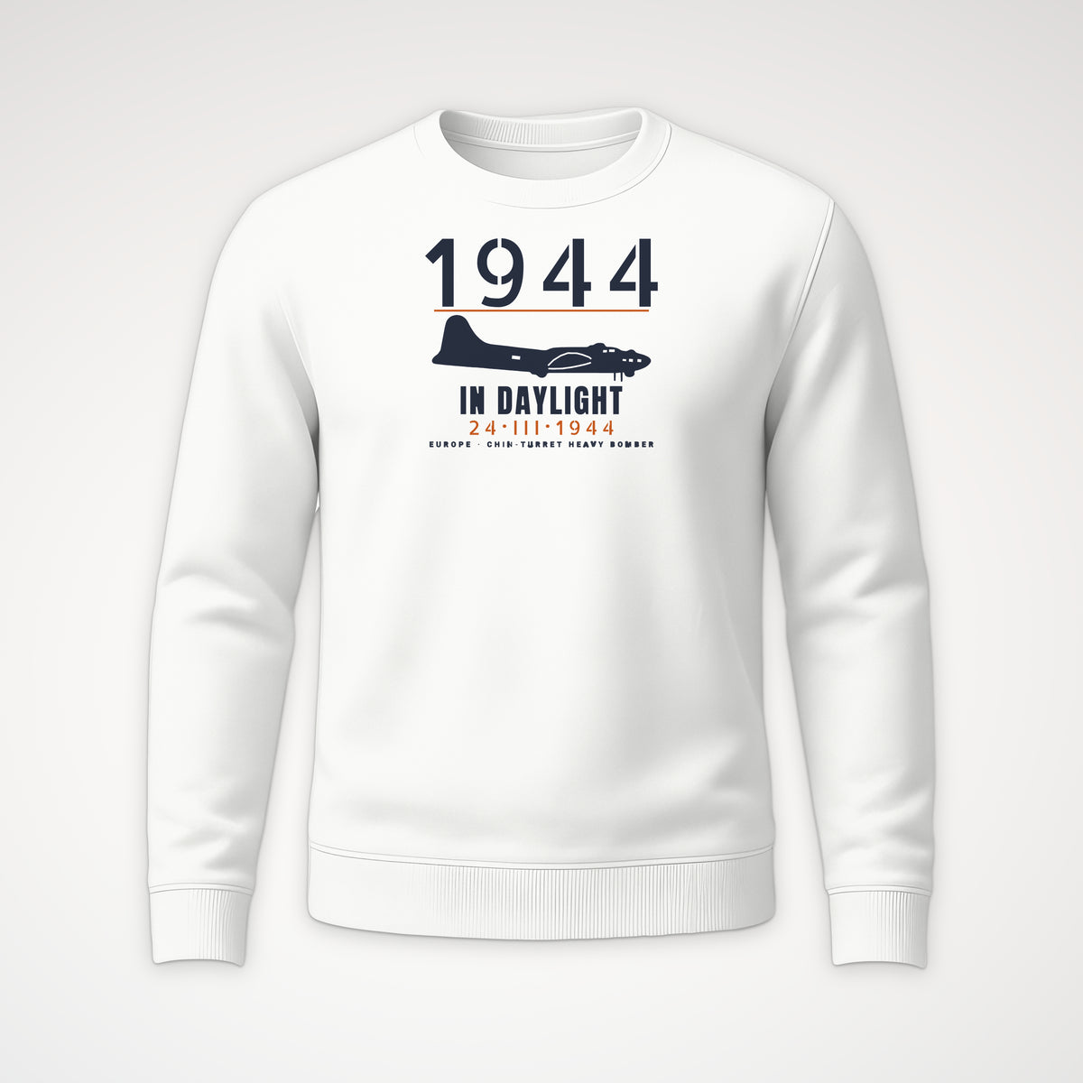 Chin-Turret Bomber in Daylight 1944 Crewneck Sweatshirt in White