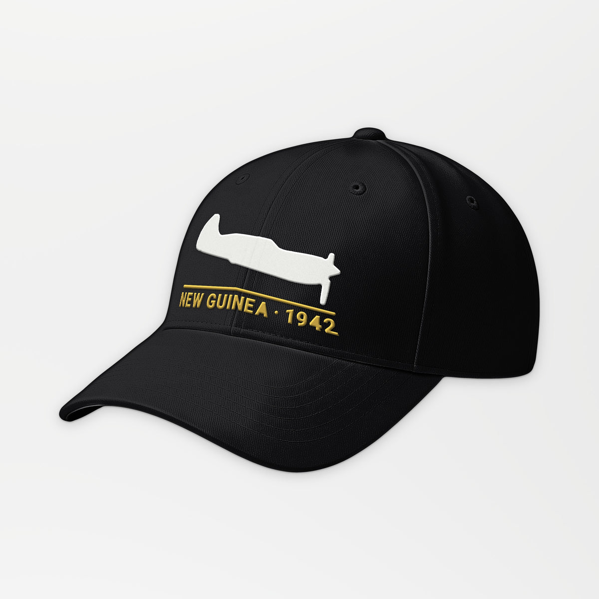 New Guinea 1942 Chin-Scoop Fighter Embroidered Cap in Black