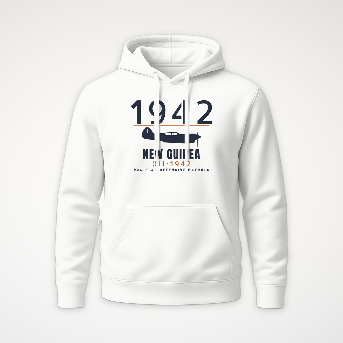 New Guinea 1942 Chin-Scoop Fighter Hoodie in White
