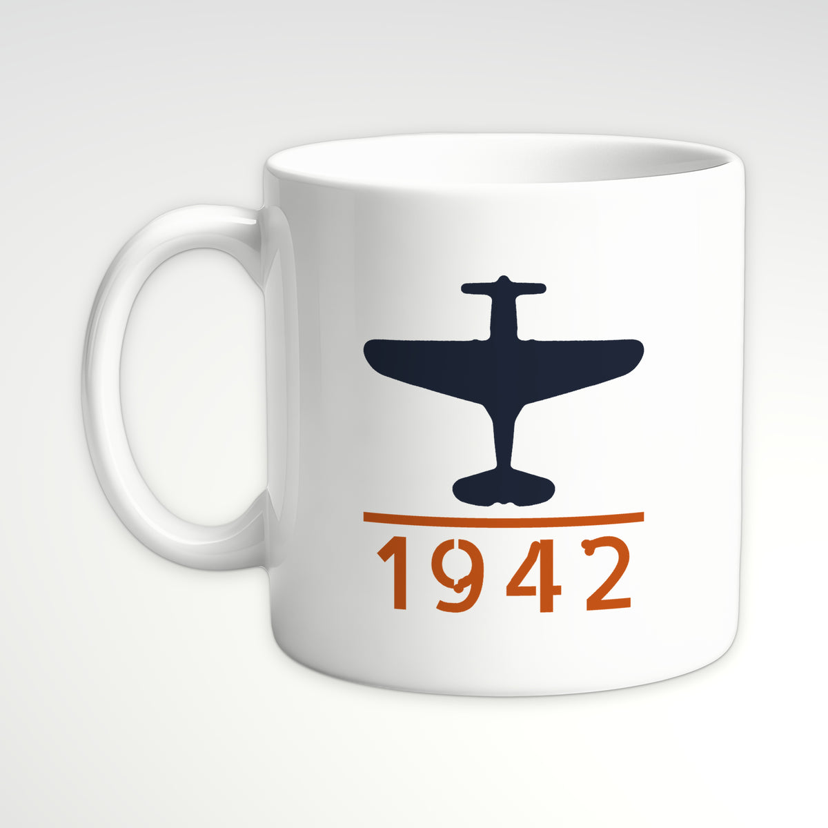 Early-War Fighter 1942 Mug, white mug, handle left