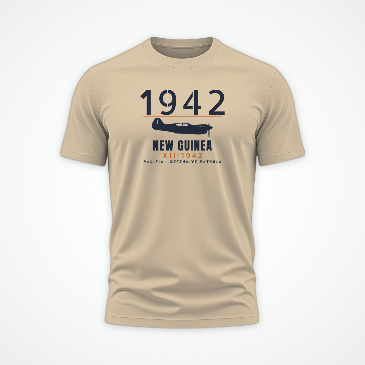 New Guinea 1942 Chin-Scoop Fighter Tee in Sand