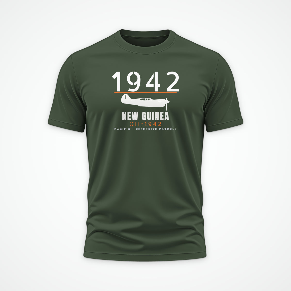 New Guinea 1942 Chin-Scoop Fighter Tee in Military Green