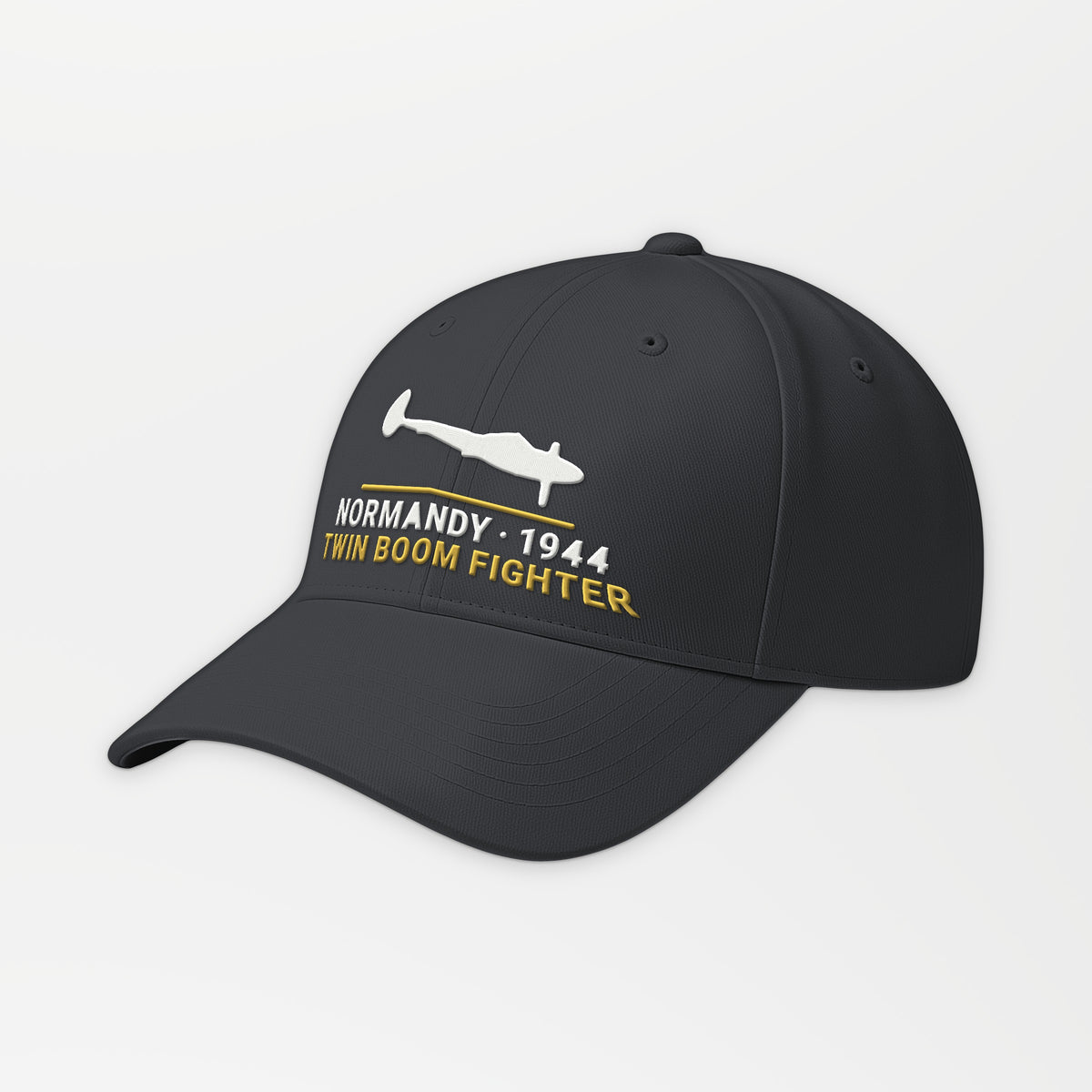 Normandy 1944 Twin-Boom Fighter Embroidered Cap in Dark Grey