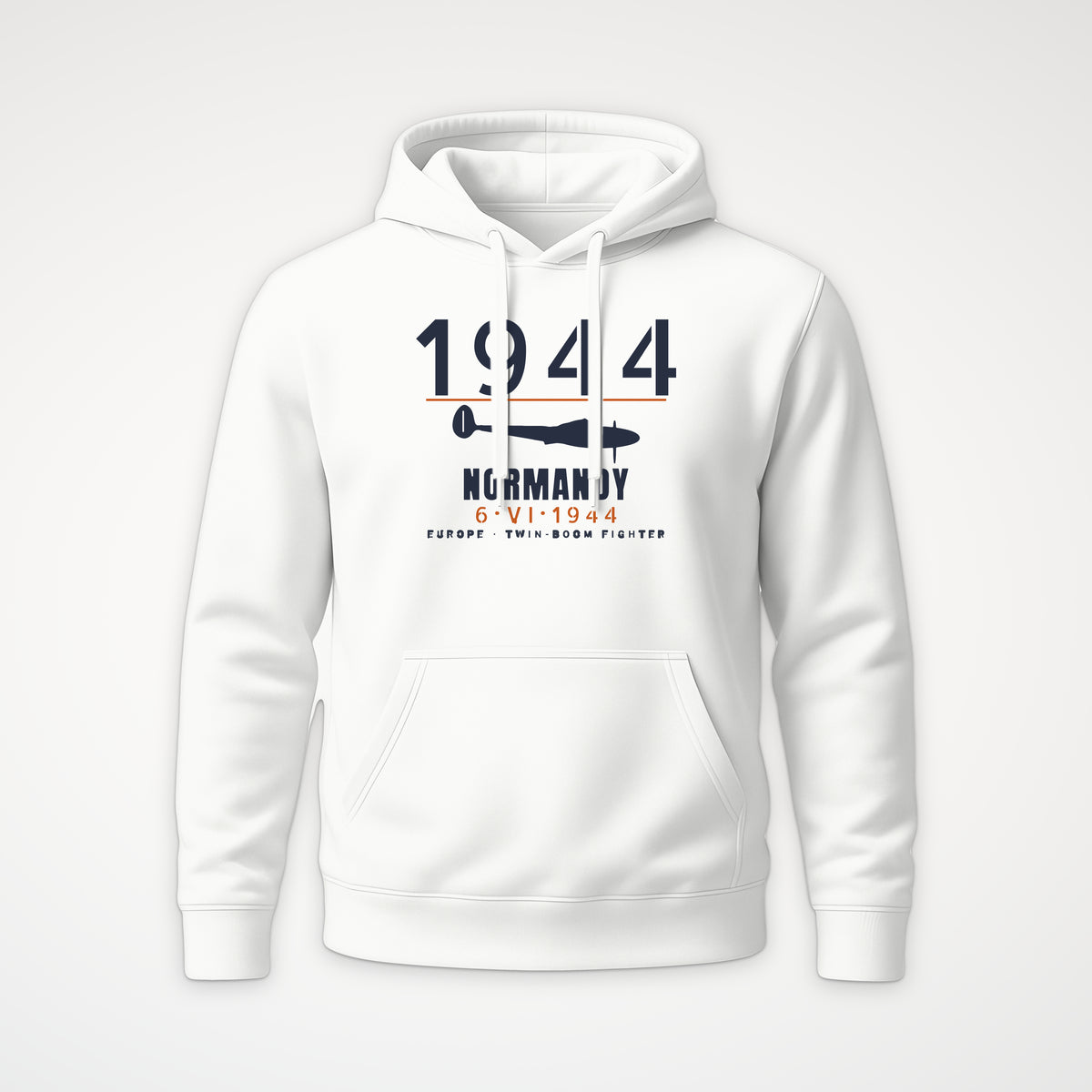 Normandy 1944 Twin-Boom Fighter Hoodie in White