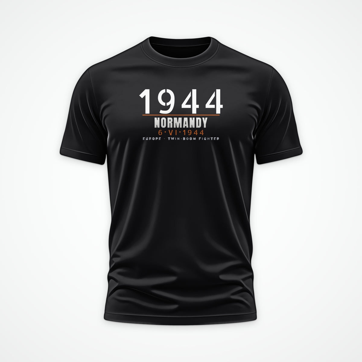Six June 1944 Twin-Boom Fighter Tee in Black
