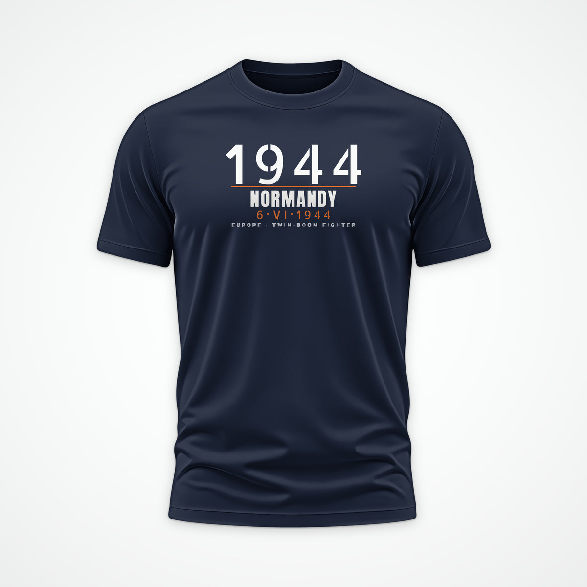 Six June 1944 Twin-Boom Fighter Tee in Navy