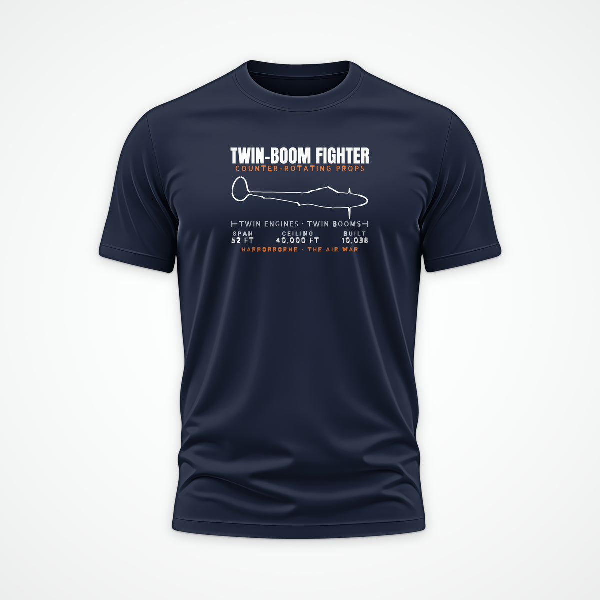 Twin-Boom Fighter Blueprint Tee in Navy